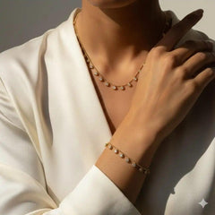 Elegant Gold-Plated Crystal Drop Necklace for Women | Delicate Layering Chain | Minimalist Daily Wear Jewelry(Pack of 2)