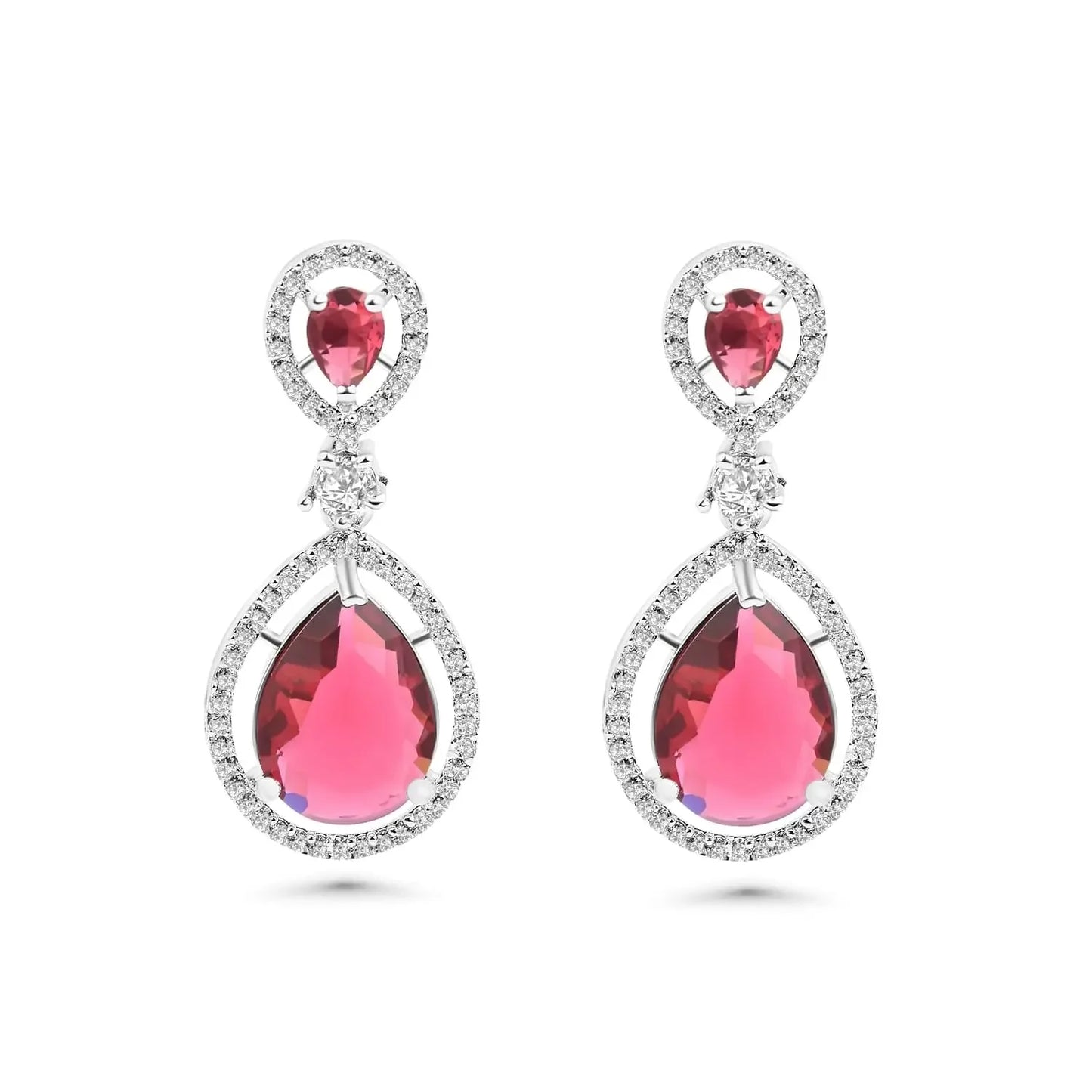 BELARIC Fashion Stylish Red Earrings for Women & Girls | Elegant AD Cubic Zirconia Diamond Earrings | Trendy Dangle Earrings for Parties & Everyday Wear - BELARIC