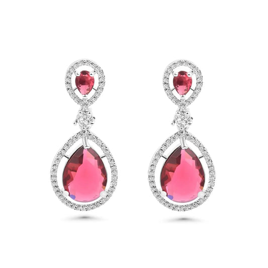 BELARIC Fashion Stylish Red Earrings for Women & Girls | Elegant AD Cubic Zirconia Diamond Earrings | Trendy Dangle Earrings for Parties & Everyday Wear - BELARIC