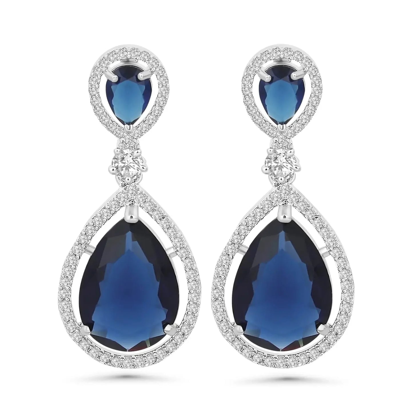 Blue Diamond Drop Earrings - BELARIC
