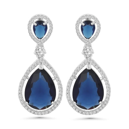 Blue Diamond Drop Earrings - BELARIC