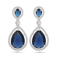 Blue American Diamond Drop Earrings for Women | Cubic Zirconia Danglers | Elegant AD Jewelry for Women | Stylish Statement Earrings - DZOIR