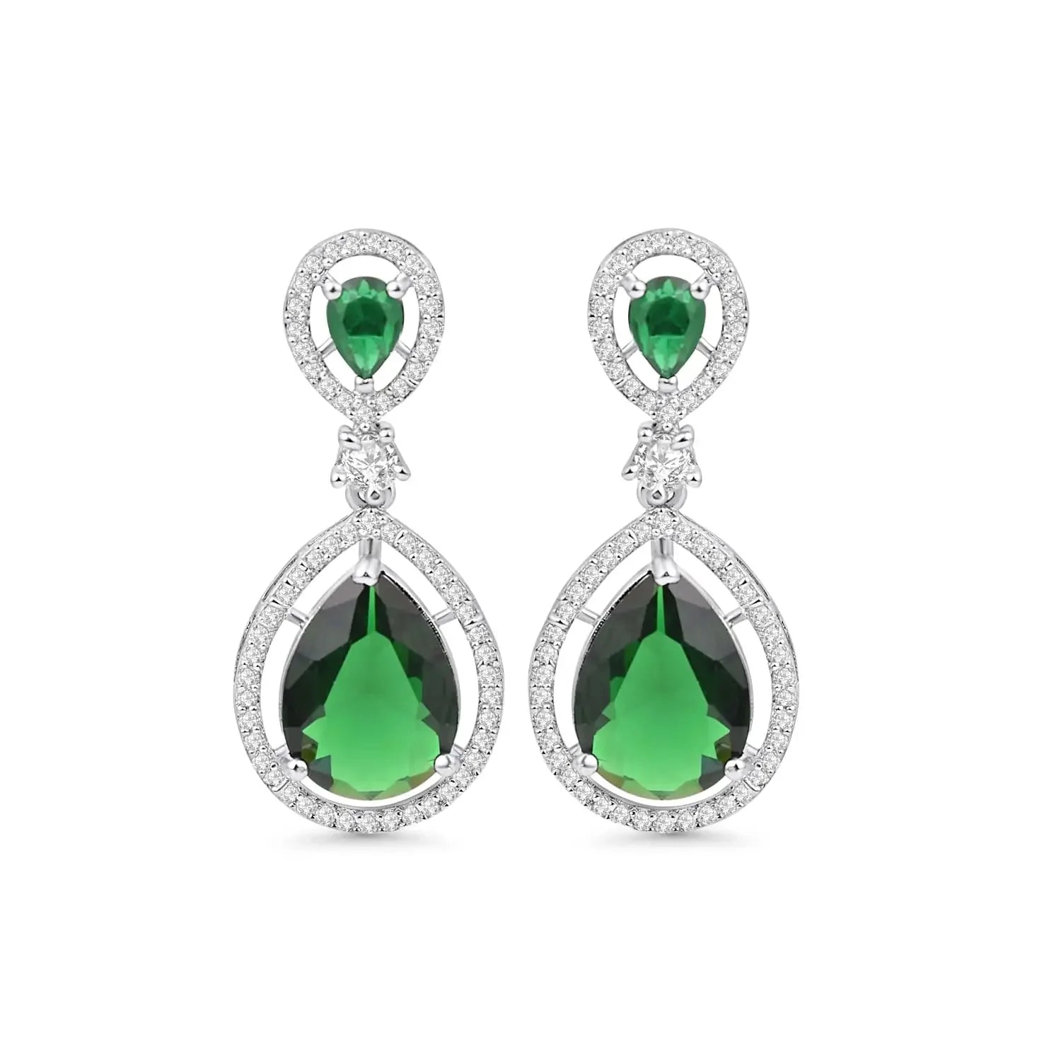 DZOIR Fashion Stylish Dangle Earrings for Women & Girls | Trendy AD Diamond Earrings | Elegant Green Designer Earrings for Parties & Everyday Wear - DZOIR