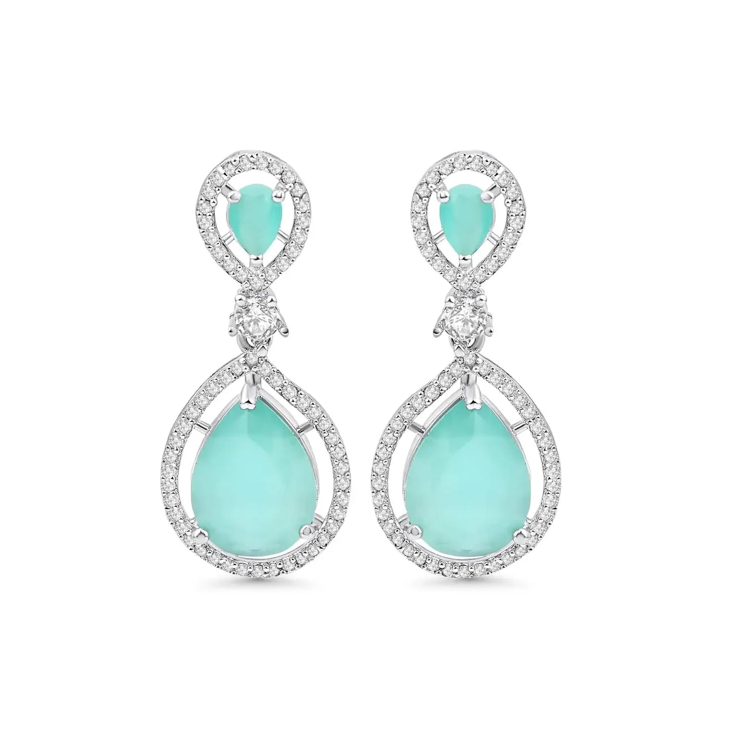 Aqua Blue Teardrop Earrings - BELARIC
