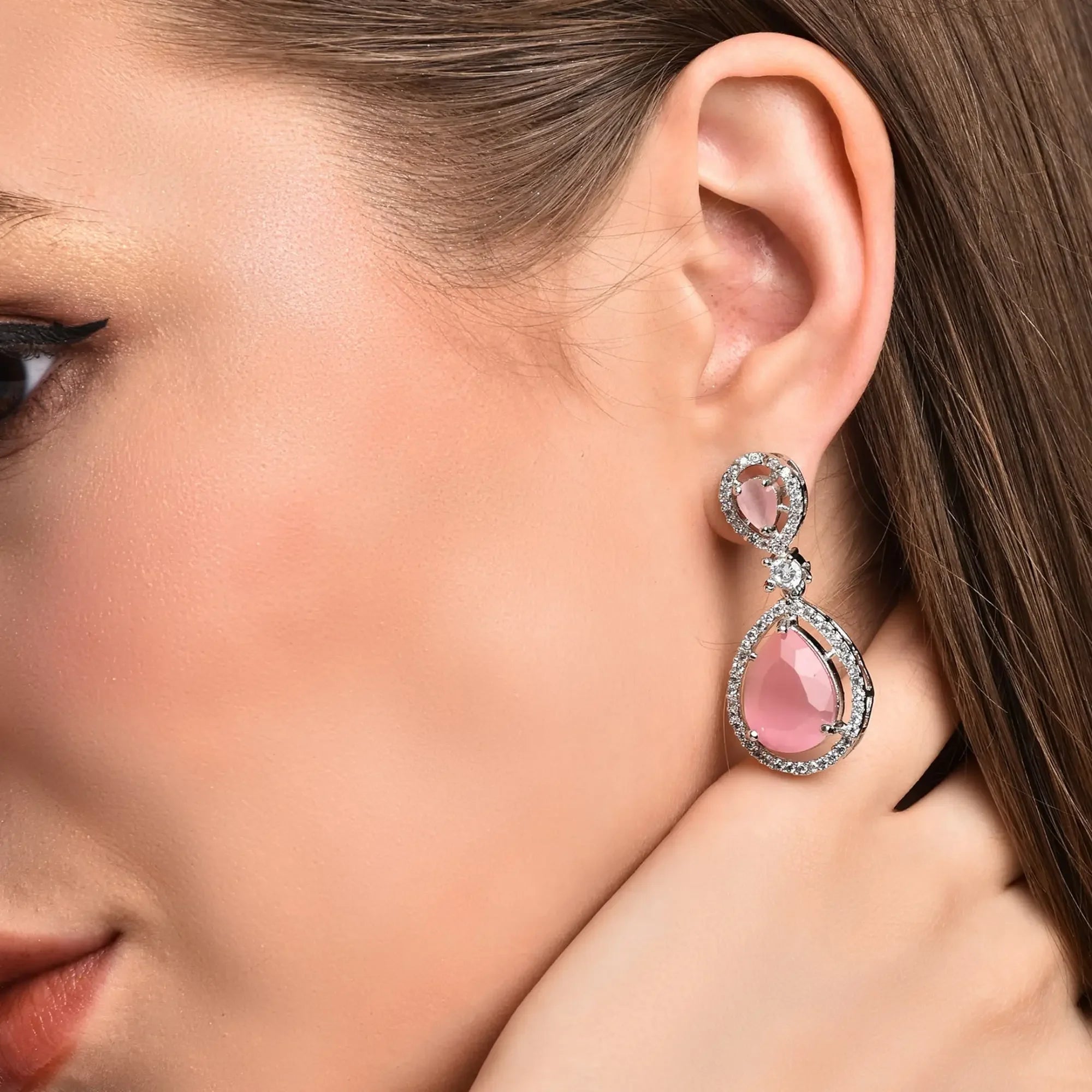DZOIR Fashion Stylish Pink Earrings for Women & Girls | Cute & Trendy Earrings for Everyday Wear | Elegant Dangle Earrings for Parties & Casual Looks - DZOIR