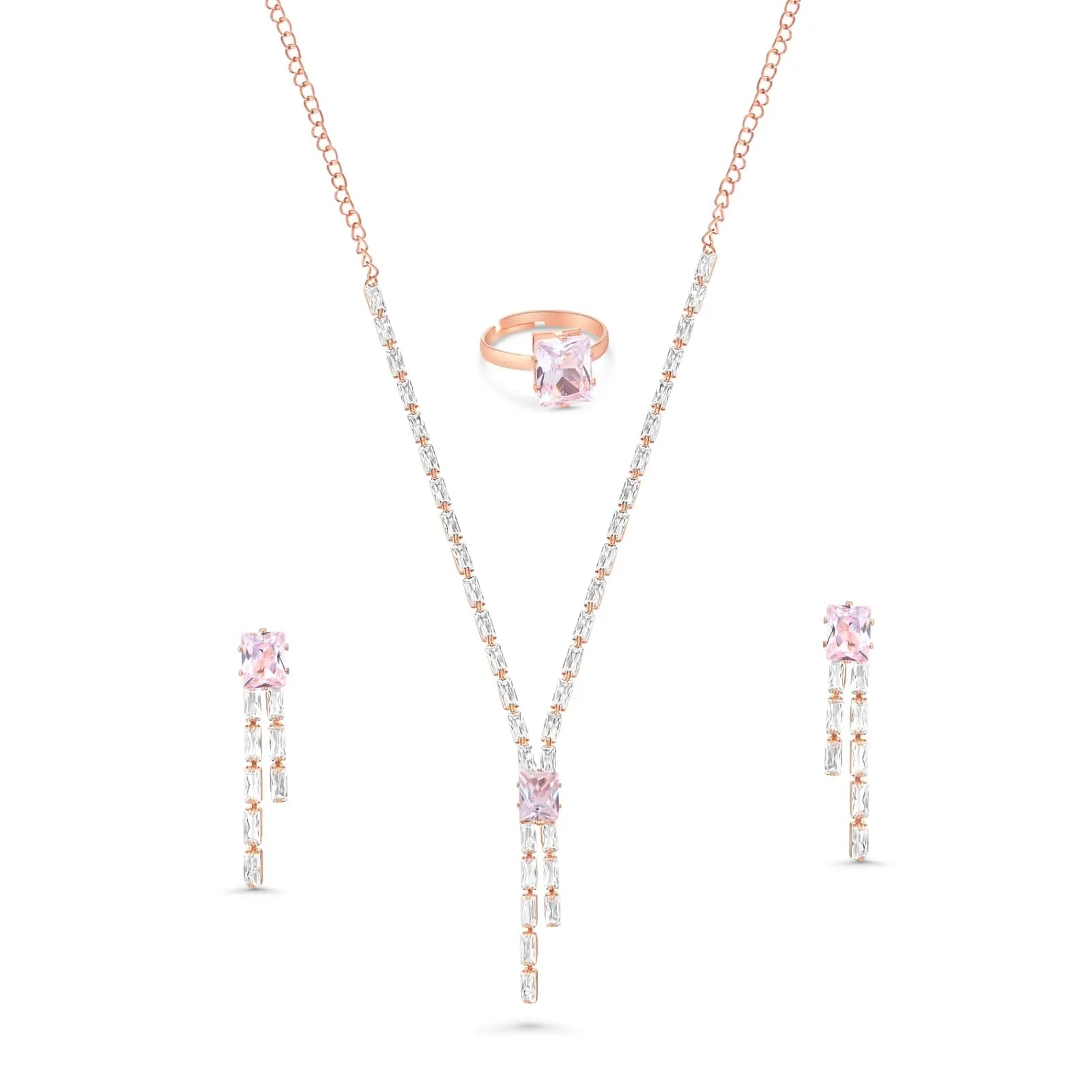 DZOIR Rhinestone Jewellery Set for Women | Gold Plated Necklace, AD Crystal Choker, Elegant Necklace Set with Earrings | Golden Polished Rhinestone Jewelry for Special Occasions - DZOIR