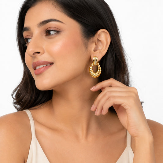 Gold Twisted Hoop Earrings