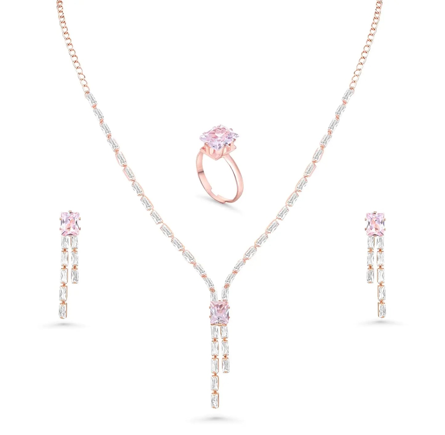Rose Gold Rhinestone Jewellery Set - BELARIC