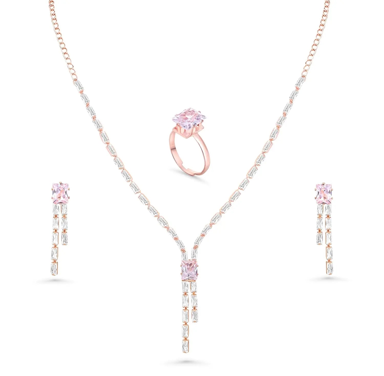 Rose Gold Rhinestone Jewellery Set - BELARIC