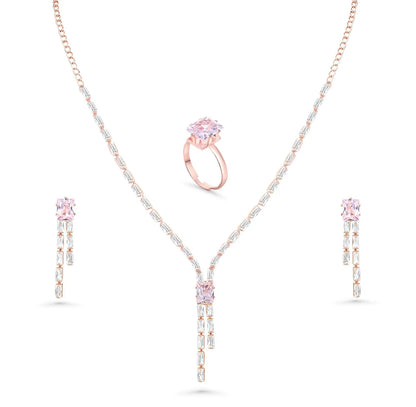Rose Gold Rhinestone Jewellery Set - BELARIC