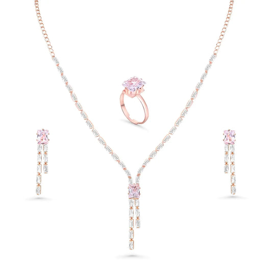 Rose Gold Rhinestone Jewellery Set - BELARIC