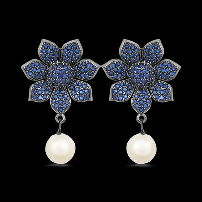 Pearl Drop Dangle Earrings for Women Purple - BELARIC