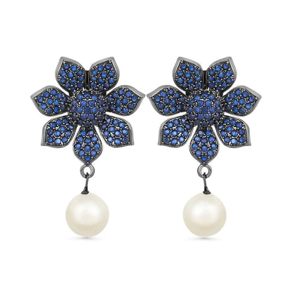 Pearl Drop Dangle Earrings for Women Purple - BELARIC