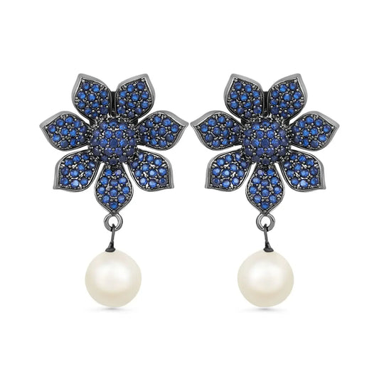 Pearl Drop Dangle Earrings for Women Purple - BELARIC