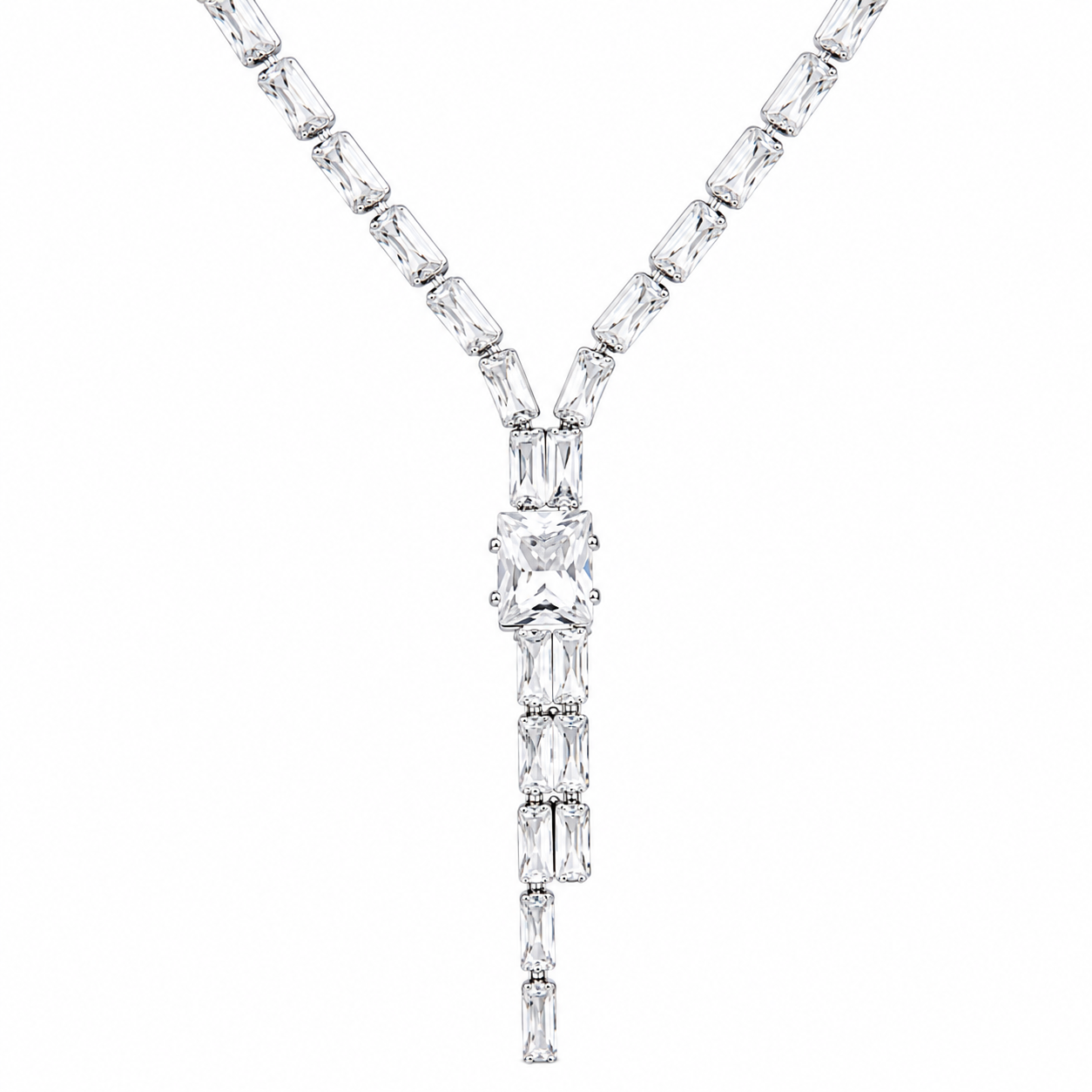 Silver CZ Necklace Set