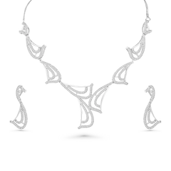 Designer American Diamond Necklace Set | Modern Statement Jewellery with Earrings for Women - DZOIR