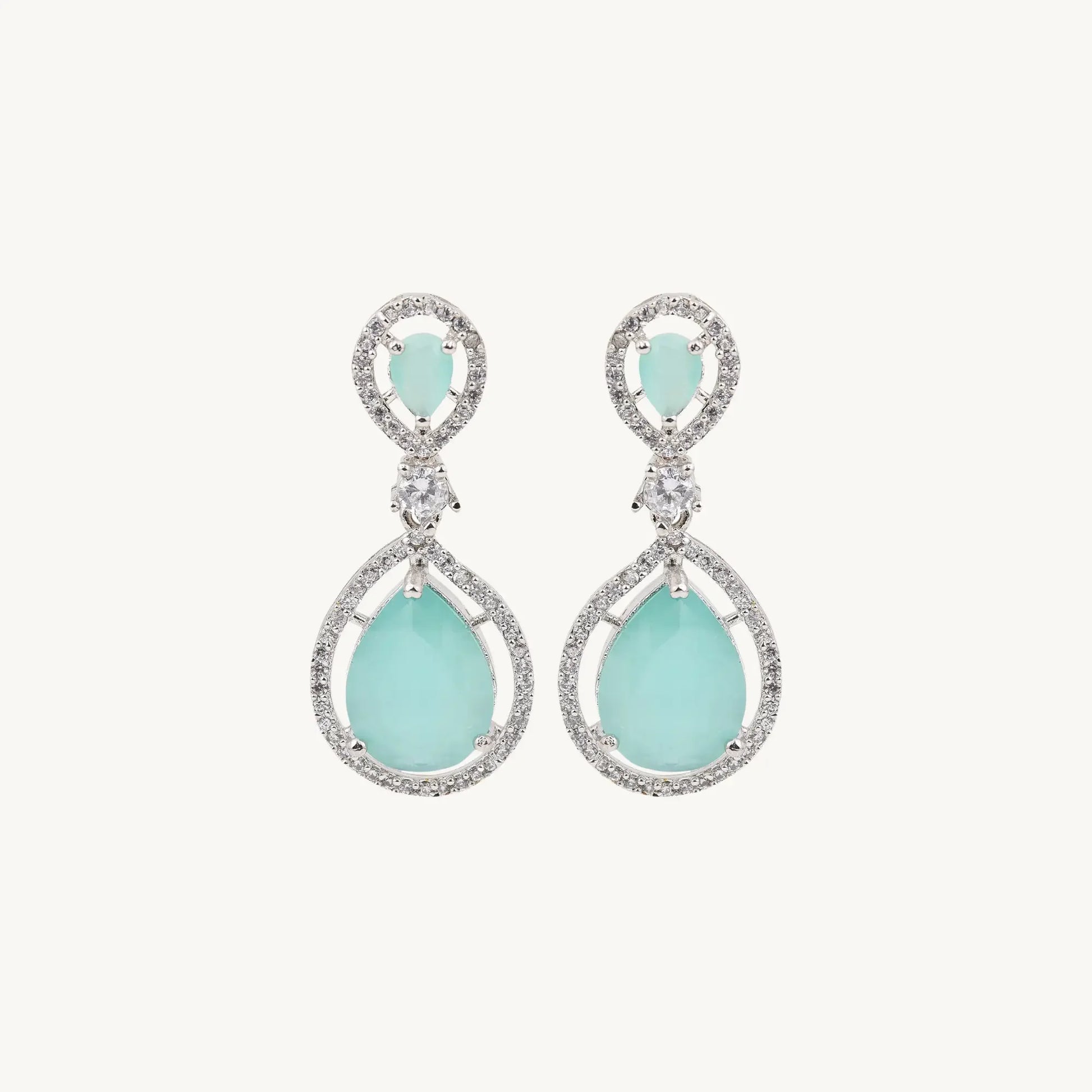 Aqua Blue Teardrop Earrings - BELARIC