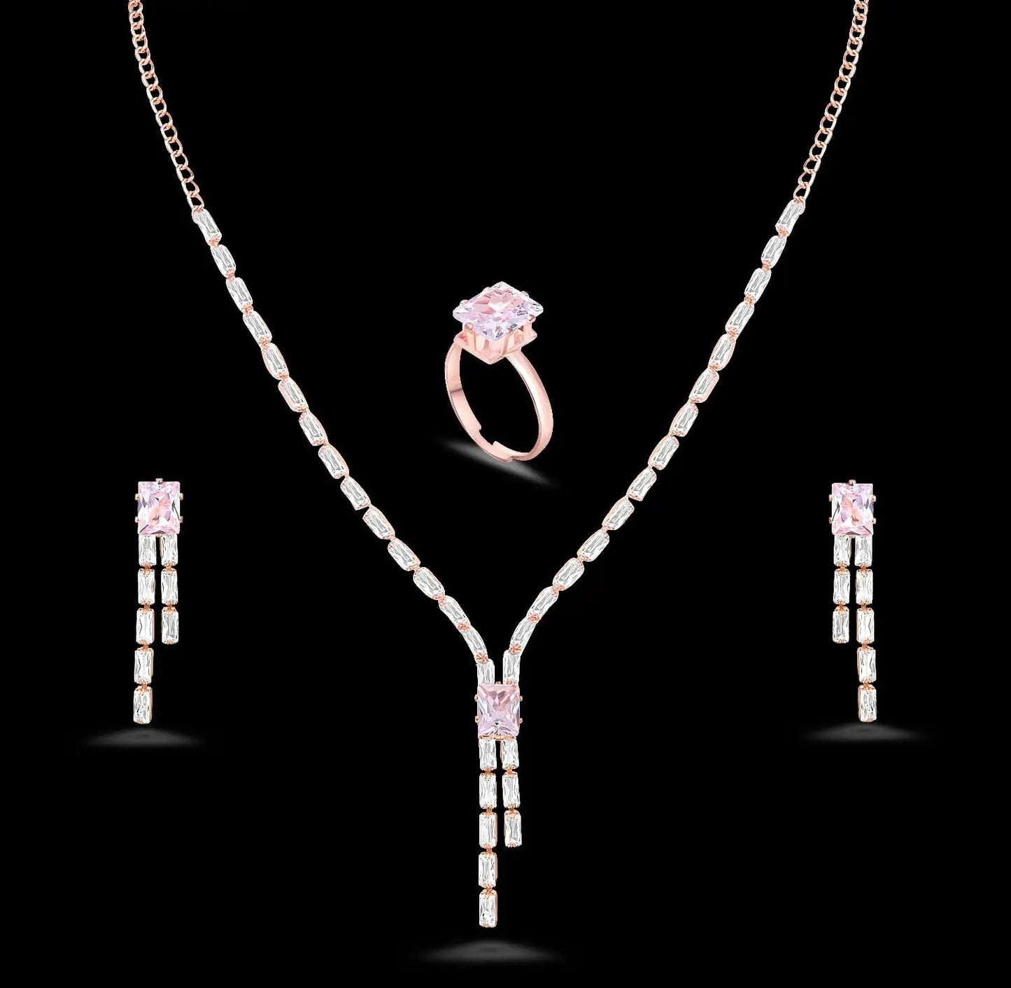 Rose Gold Rhinestone Jewellery Set - BELARIC