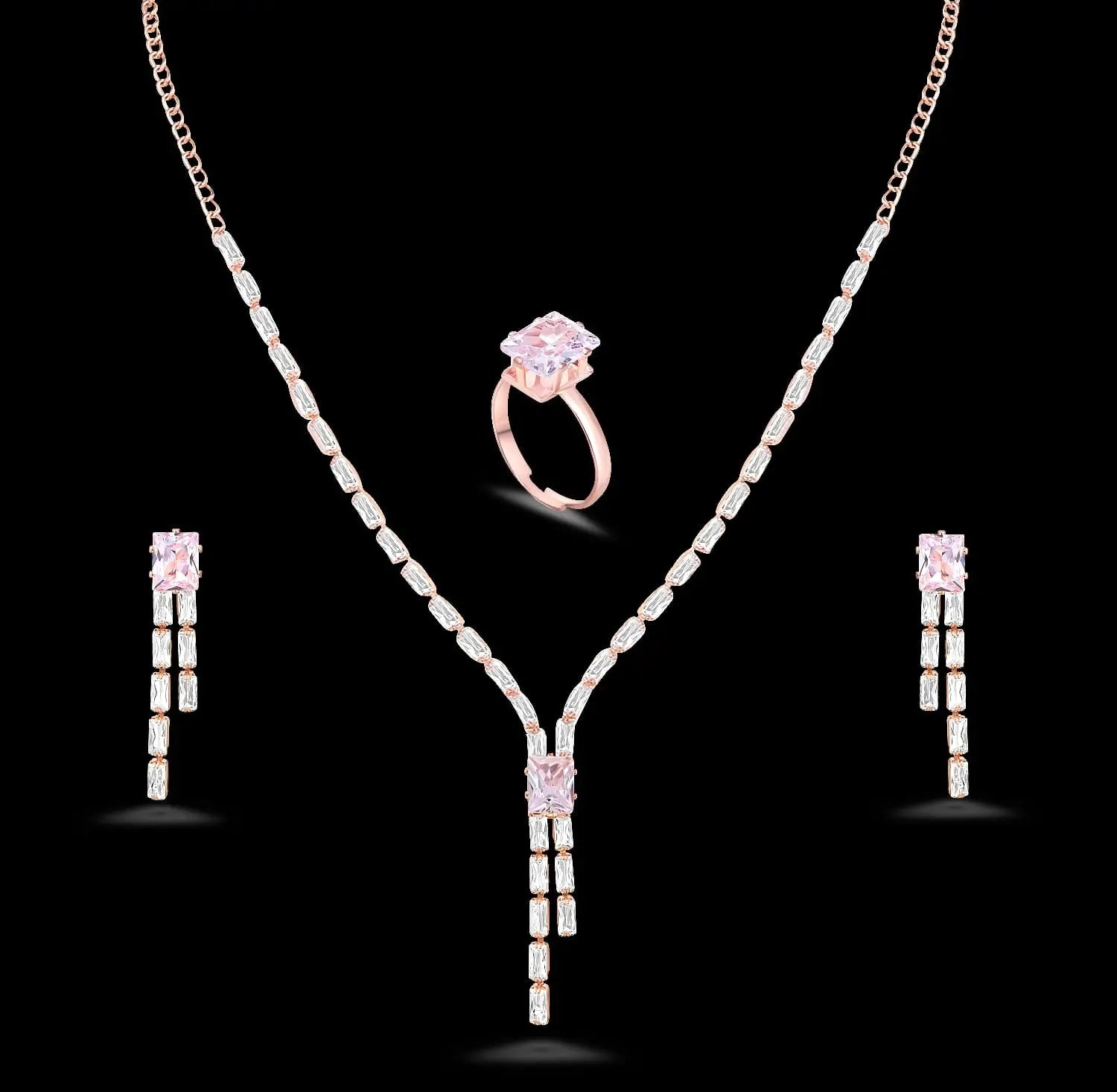 Rose Gold Rhinestone Jewellery Set - BELARIC