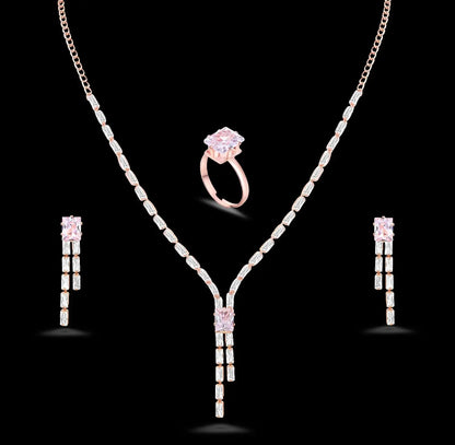 Rose Gold Rhinestone Jewellery Set - BELARIC