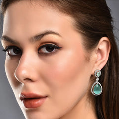 DZOIR Fashion Stylish Sky Blue Earrings for Women & Girls | Elegant Dangle Earrings for Special Occasions & Everyday Wear | Trendy Earrings in Sky Blue for Fashion Lovers - DZOIR