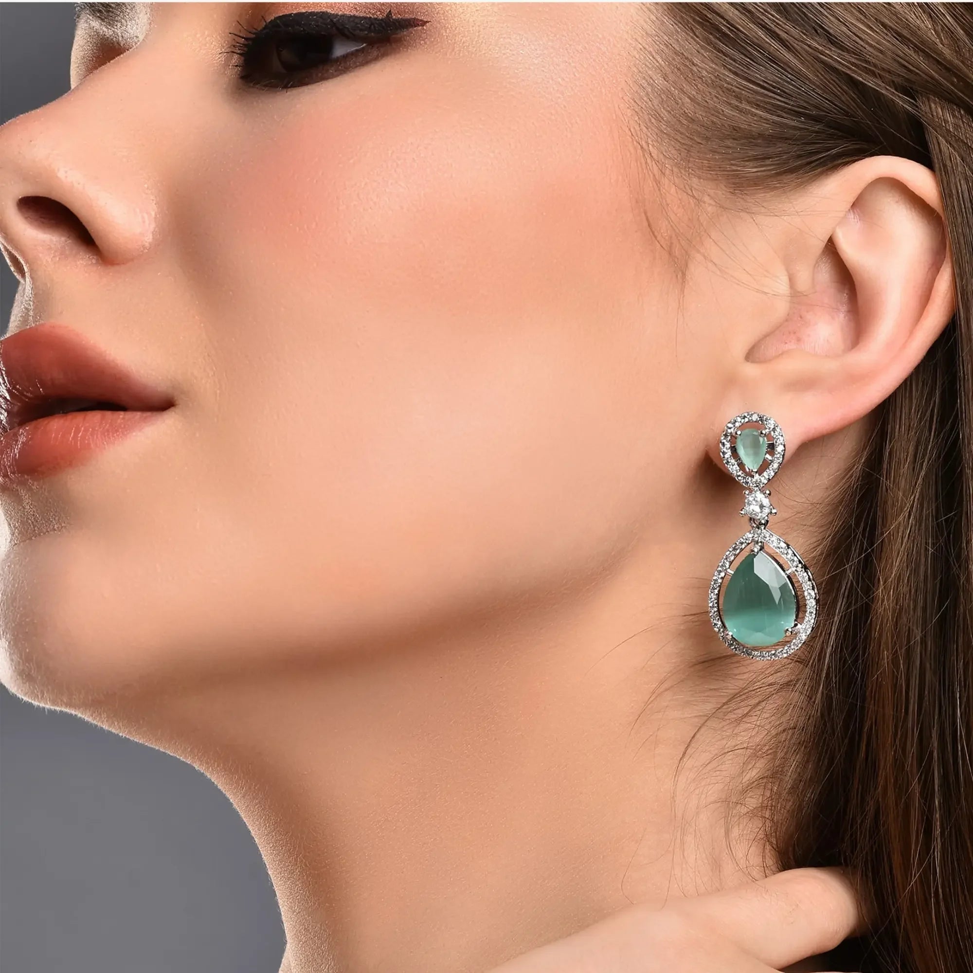 DZOIR Fashion Stylish Sky Blue Earrings for Women & Girls | Elegant Dangle Earrings for Special Occasions & Everyday Wear | Trendy Earrings in Sky Blue for Fashion Lovers - DZOIR