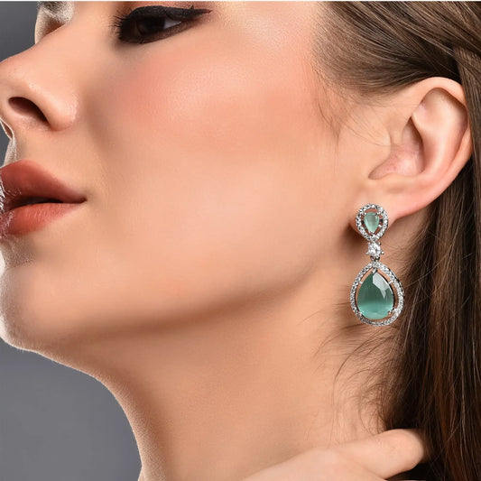 Aqua Blue Teardrop Earrings - BELARIC