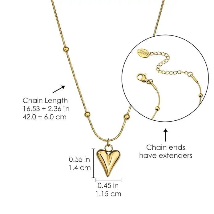 Gold-Plated Heart Pendant Necklace for Women & Girls - DZOIR