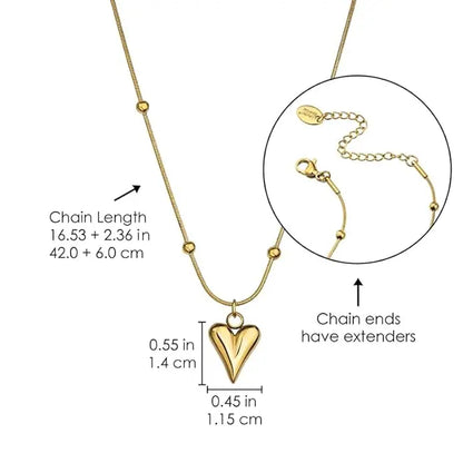 Gold Heart Pendant Necklace - BELARIC