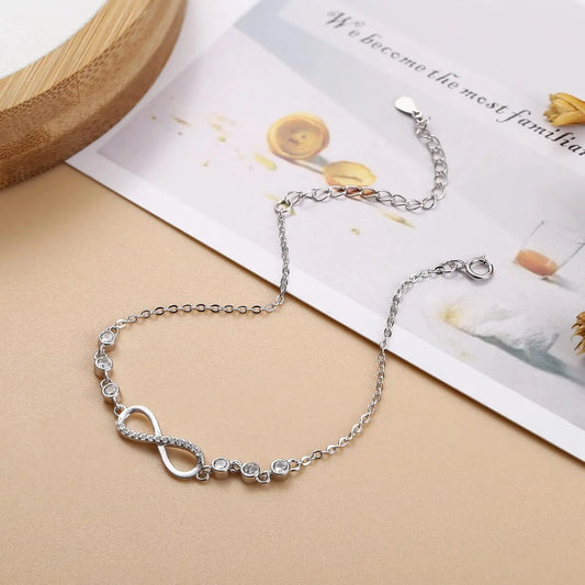 Elegant Infinity Bracelet for Women – Silver Plated with Sparkling CZ Stones - BELARIC