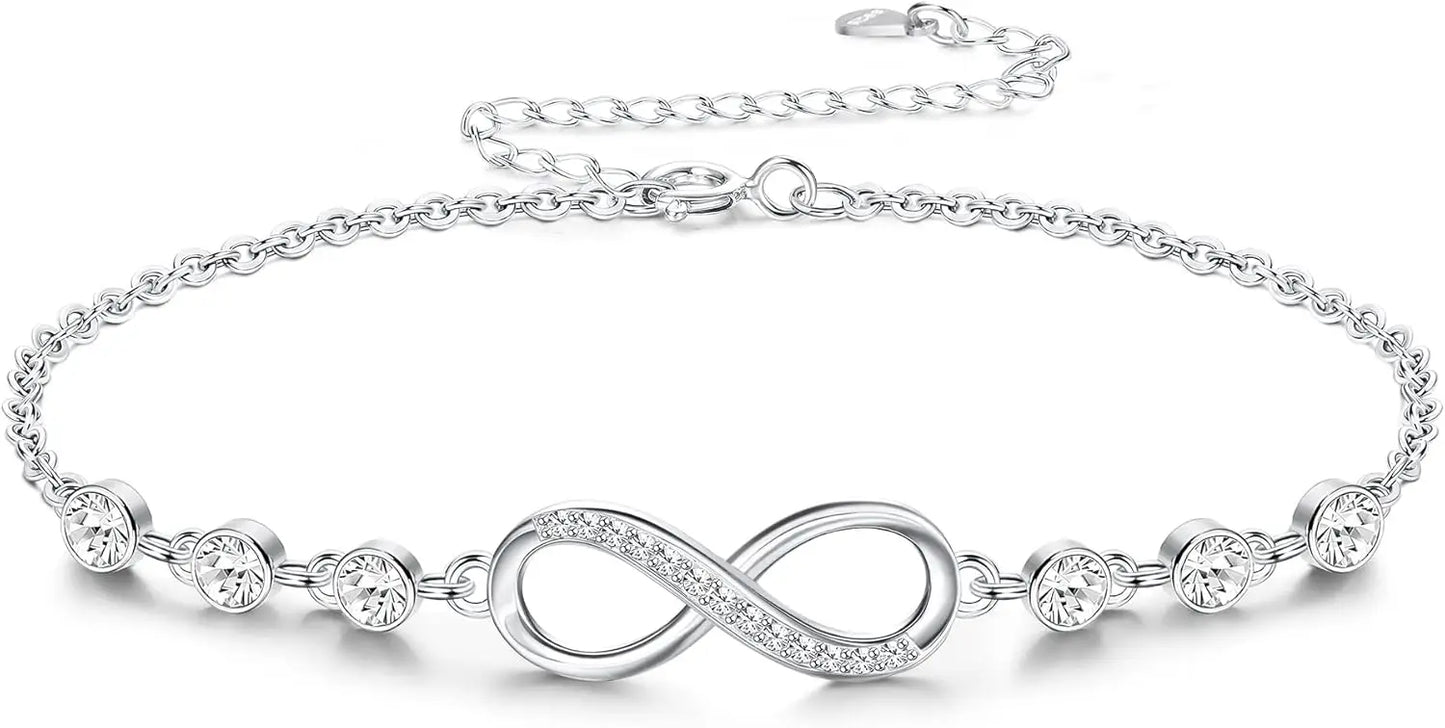 Elegant Infinity Bracelet for Women – Silver Plated with Sparkling CZ Stones - BELARIC