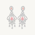 Pink Stone Chandelier Earrings