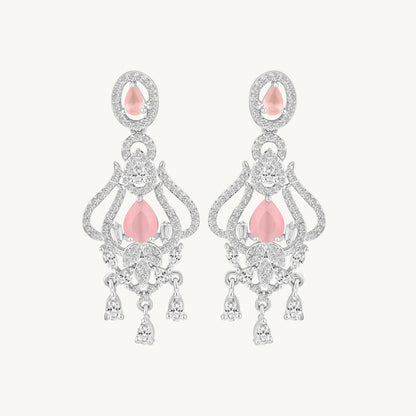 Pink Stone Chandelier Earrings - BELARIC