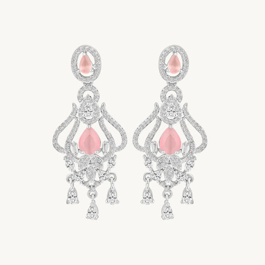 Pink Stone Chandelier Earrings - BELARIC