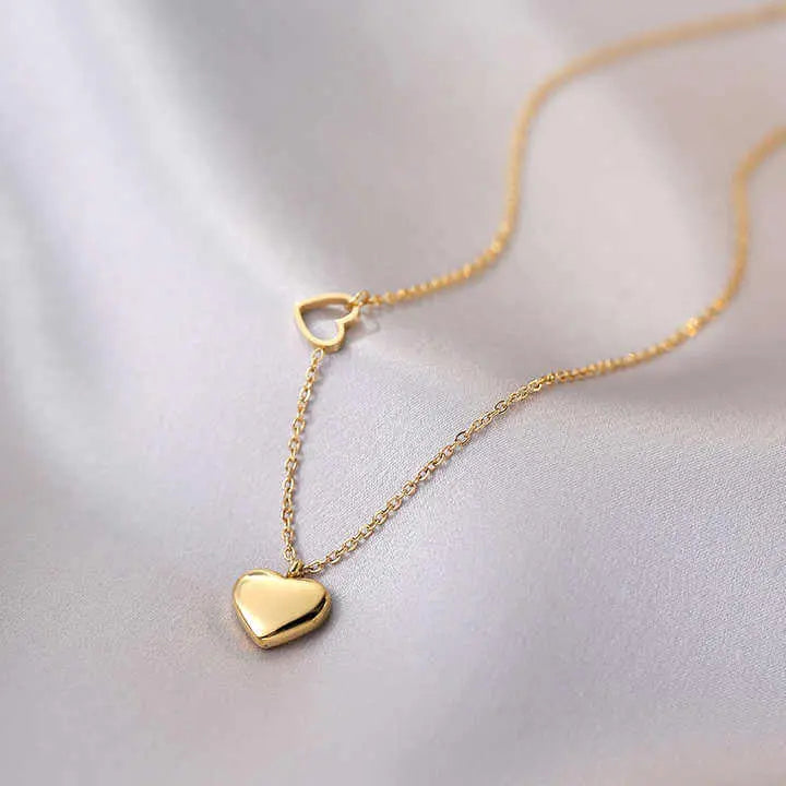 Gold Heart Pendant Necklace – Dainty Minimalist Necklaces for Women - DZOIR