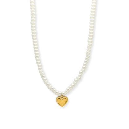 Freshwater Pearl Necklace with Gold Heart Pendant – Elegant, Handmade Jewelry - BELARIC