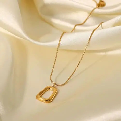 Modern Abstract Pendant Necklace – 18K women gold chain design - DZOIR