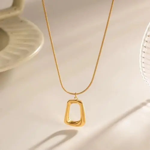 Modern Abstract Pendant Necklace – 18K women gold chain design - DZOIR