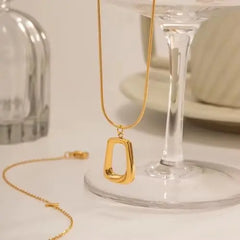 Modern Abstract Pendant Necklace – 18K women gold chain design - DZOIR