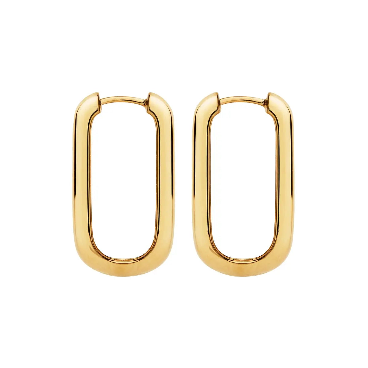 Bold Rectangular Hoop Earrings – 18K Gold Plated, Minimalist Design - DZOIR