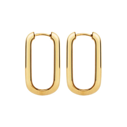 Bold Rectangular Hoop Earrings – 18K Gold Plated, Minimalist Design - BELARIC