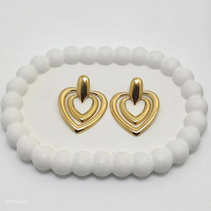 Gold Plated Double Heart Statement Earrings – Trendy Women’s Jewelry for Parties & Gifting - BELARIC