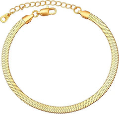 Gold Plated Herringbone Chain Bracelet for Women – Elegant Adjustable Bracelet for Daily & Party Wear - DZOIR