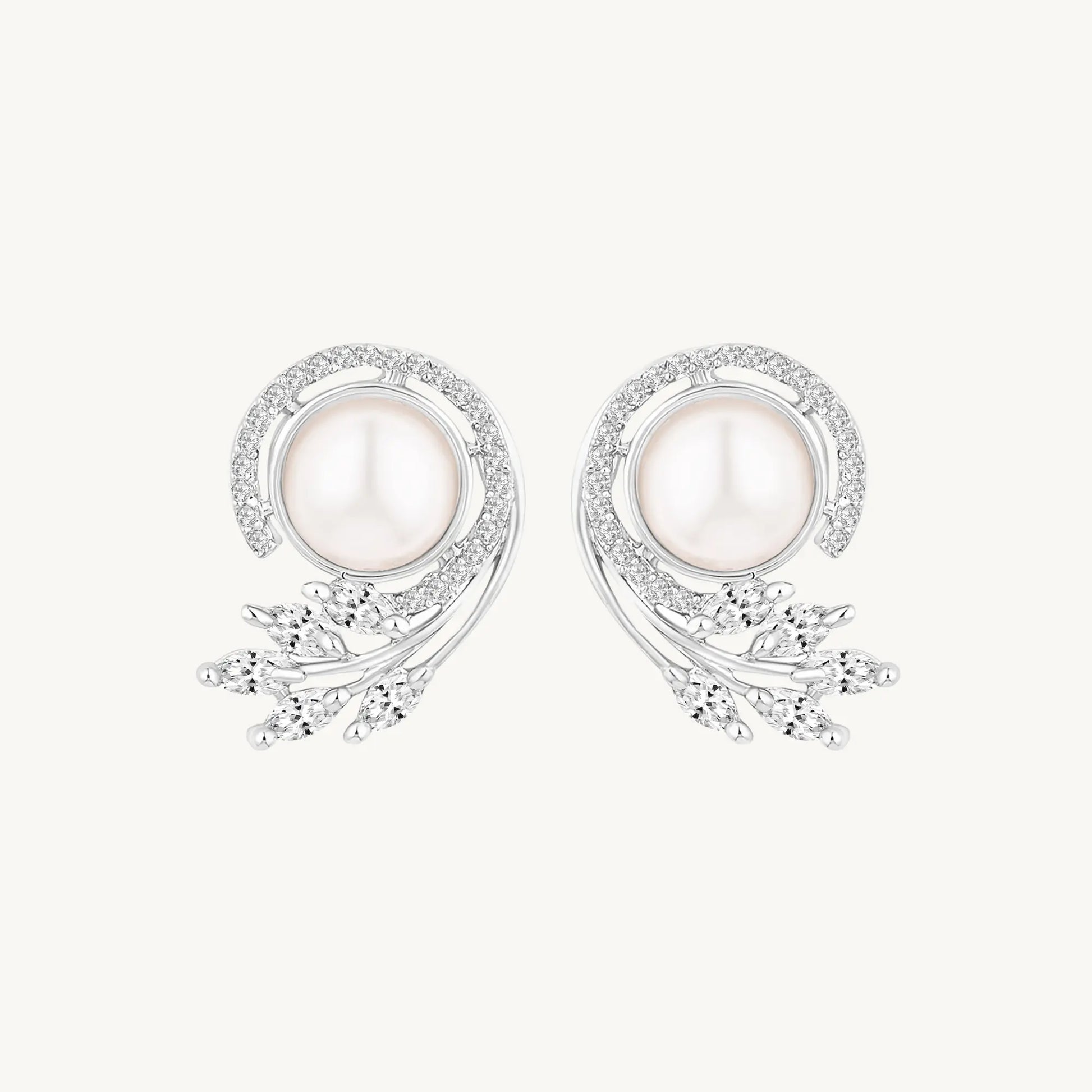 Silver-Plated Pearl Stud Earrings – Classic & Elegant Jewellery for Women - BELARIC
