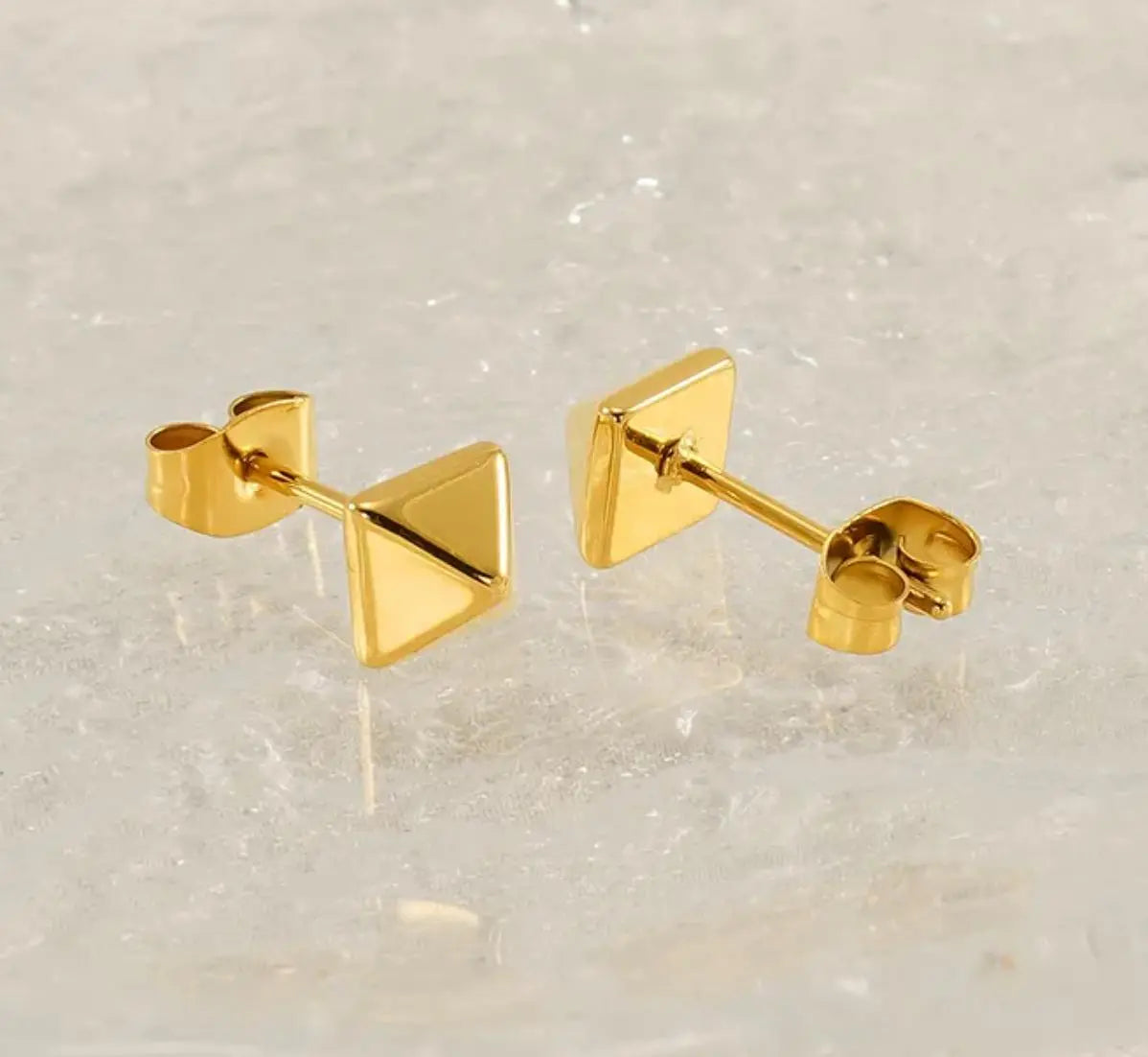 Gold Plated Pyramid Stud Earrings for Women – Minimalist Geometric Earrings for Daily & Office Wear - BELARIC