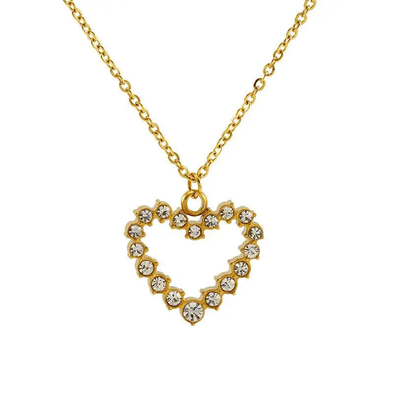 Gold Plated Heart Pendant Necklace with Crystals – Elegant Women’s Jewellery for Gifting & Daily Wear - DZOIR