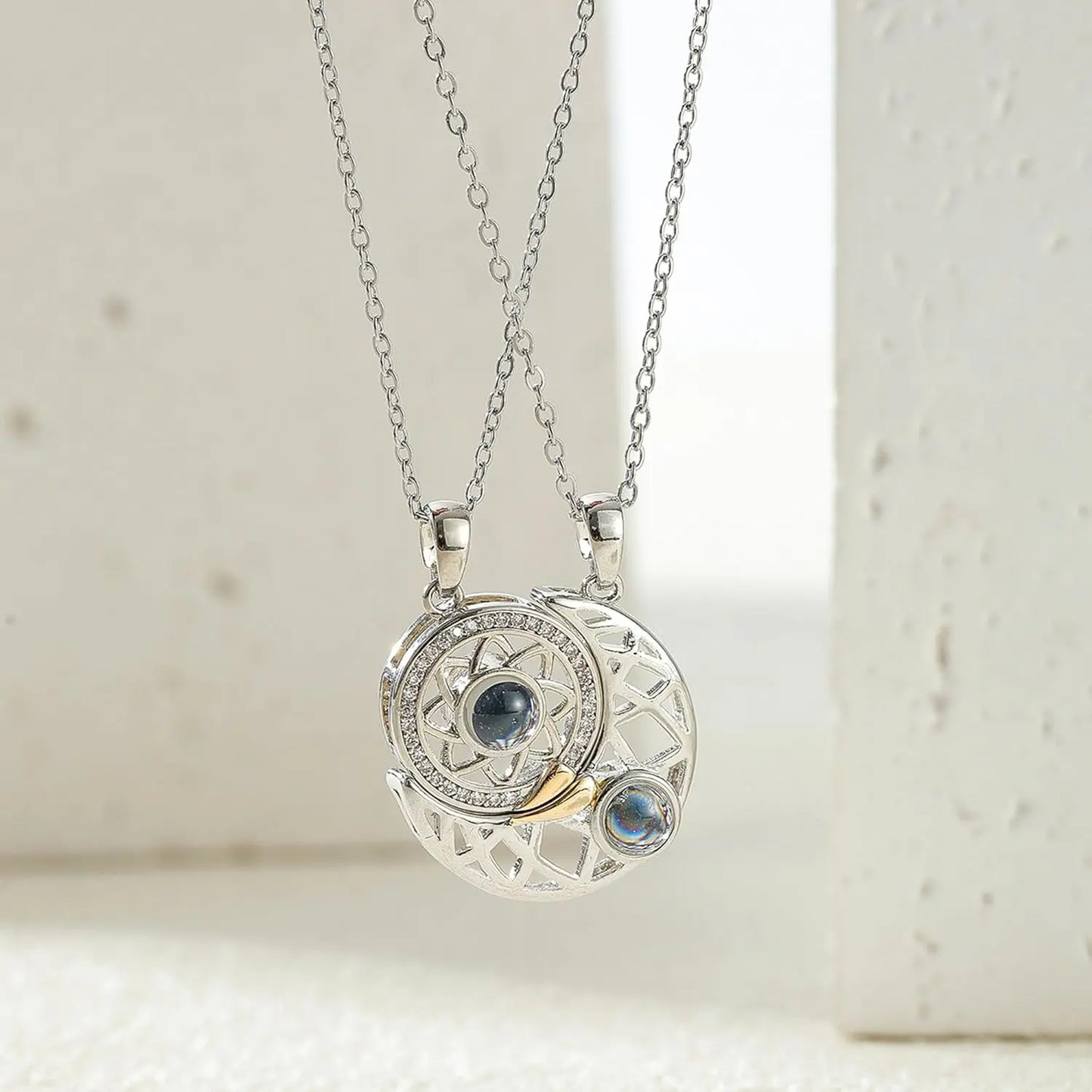 Sun & Moon Pendant Necklace for Women & Couples - DZOIR