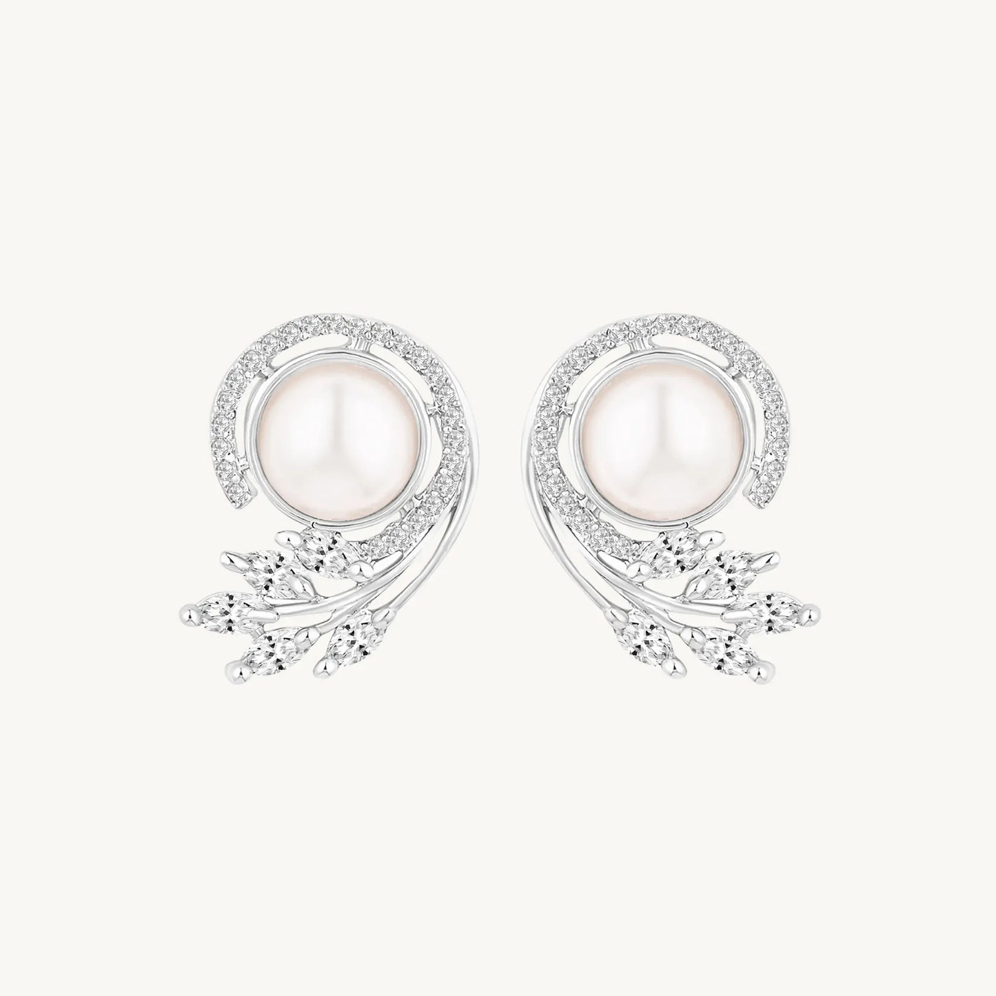 Silver-Plated Pearl Stud Earrings – Classic & Elegant Jewellery for Women - BELARIC