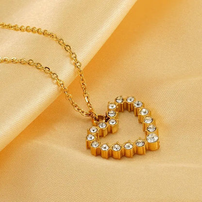 Gold Plated Heart Pendant Necklace with Crystals – Elegant Women’s Jewellery for Gifting & Daily Wear - BELARIC