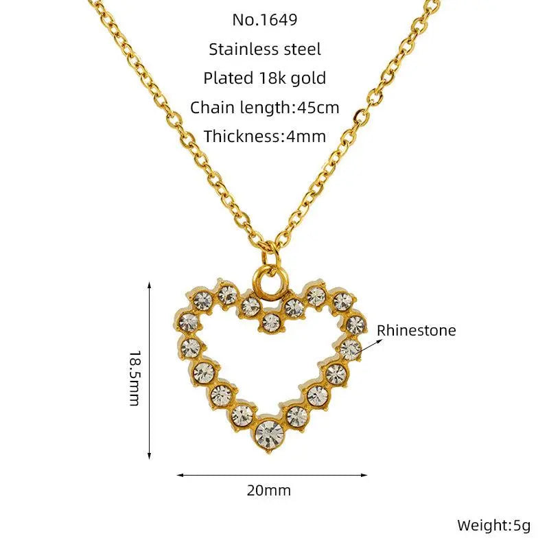 Gold Plated Heart Pendant Necklace with Crystals – Elegant Women’s Jewellery for Gifting & Daily Wear - DZOIR